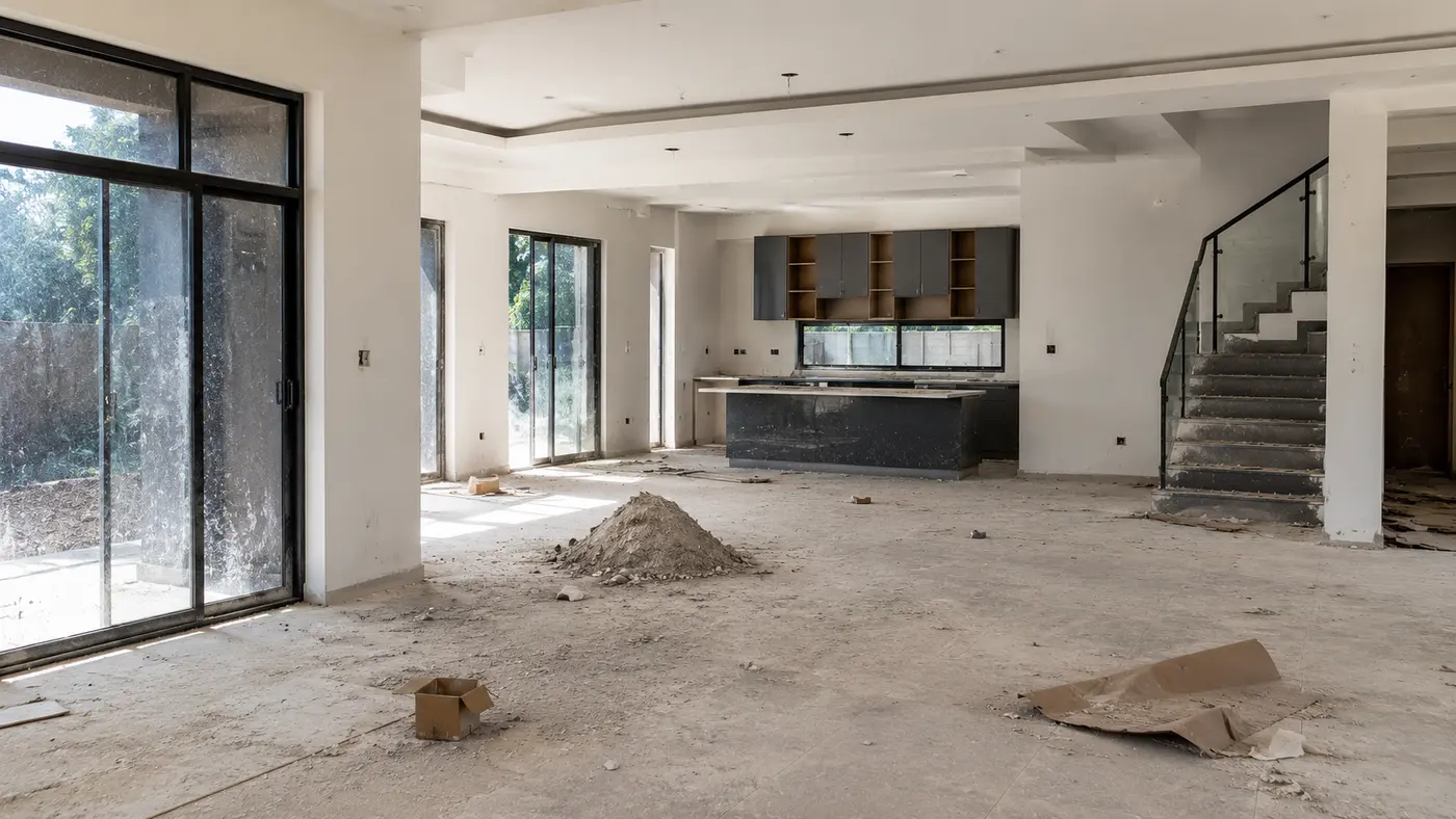Before post-construction cleaning